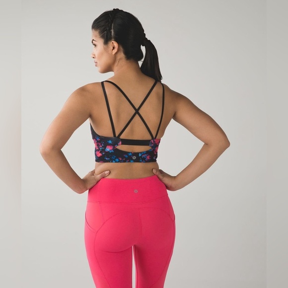 Lululemon Clip-In Long Line Bra Dandy Digie Multi Black Rare - Picture 3 of 16